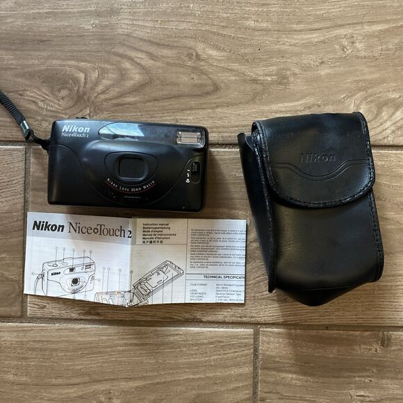 Nikon Nice Touch 35mm Film Camera Point & Shoot Camera Case & Manual Bundle - Picture 1 of 11